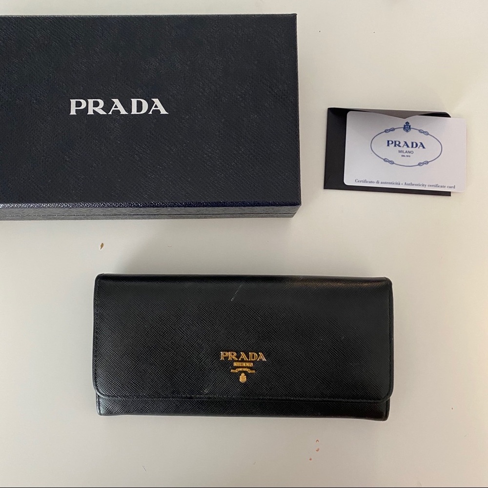 Prada Large Saffiano Wallet, Black
